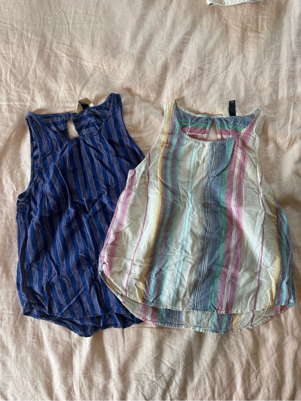 Universal Thread Striped XS Tank Tops in Navy Blue and Pastel Multicolor